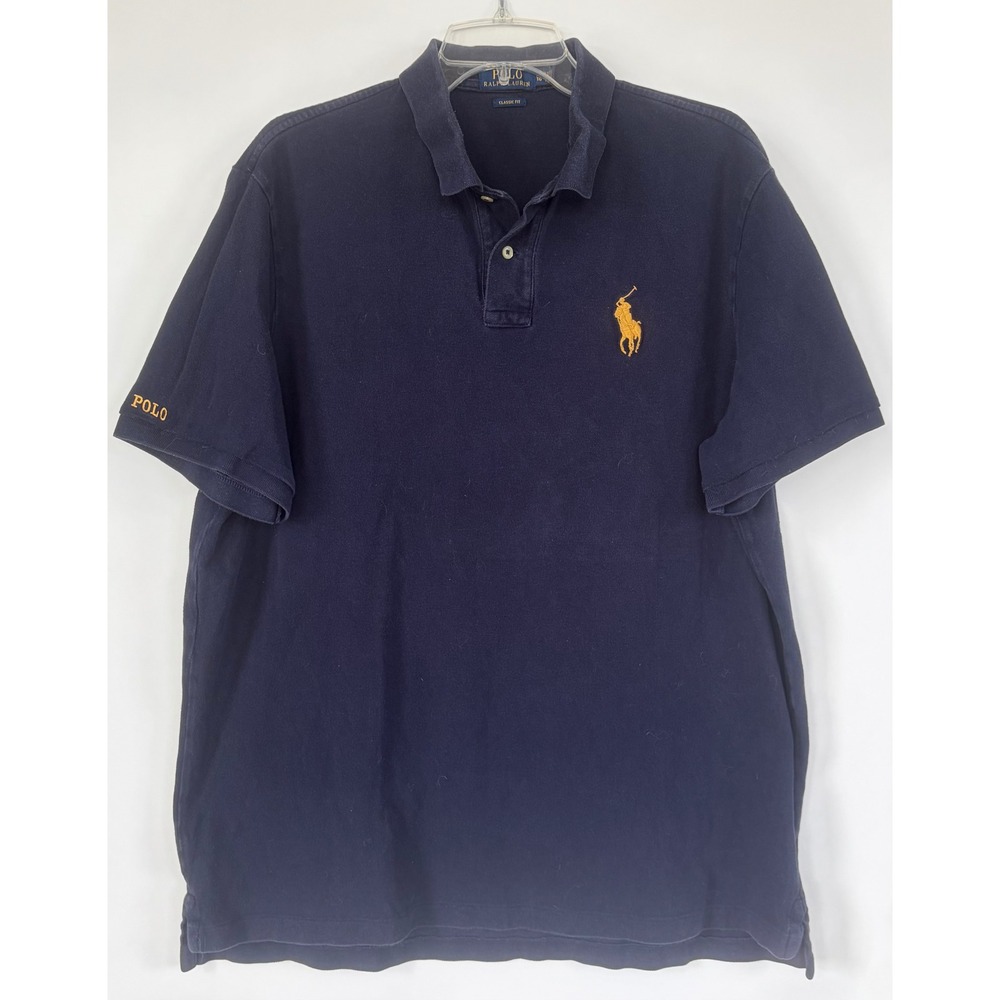 Polo Ralph Lauren Mens XL Navy Blue Classic Fit Pique Golf Polo Shirt Pony Logo